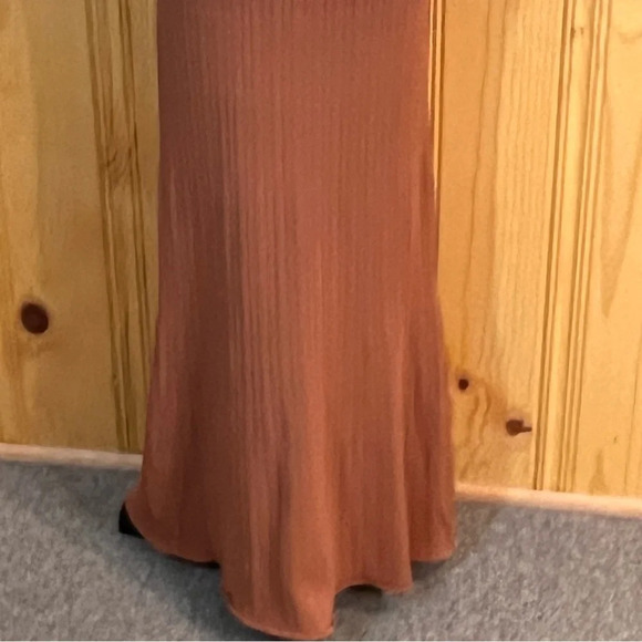 Grey Brown Ribbed Elastic Halter Maxi Dress Sz-XS - Picture 4 of 9